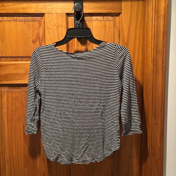 Frame Weekender Striped Linen T-shirt Black & White XS - Picture 3 of 7